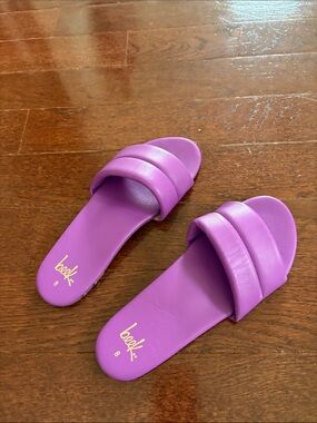 Beek - leather Lavender-Purple Padded Slide Sandals - Women's, 8